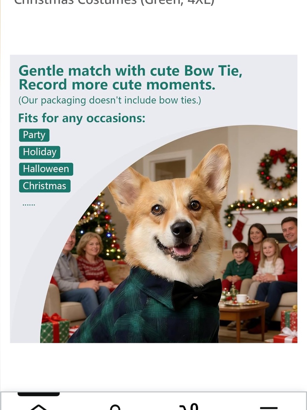 Green Plaid Dog Polo Shirt - Classic Button-Up Pet Top Christmas shirt 4X - Picture 6 of 13